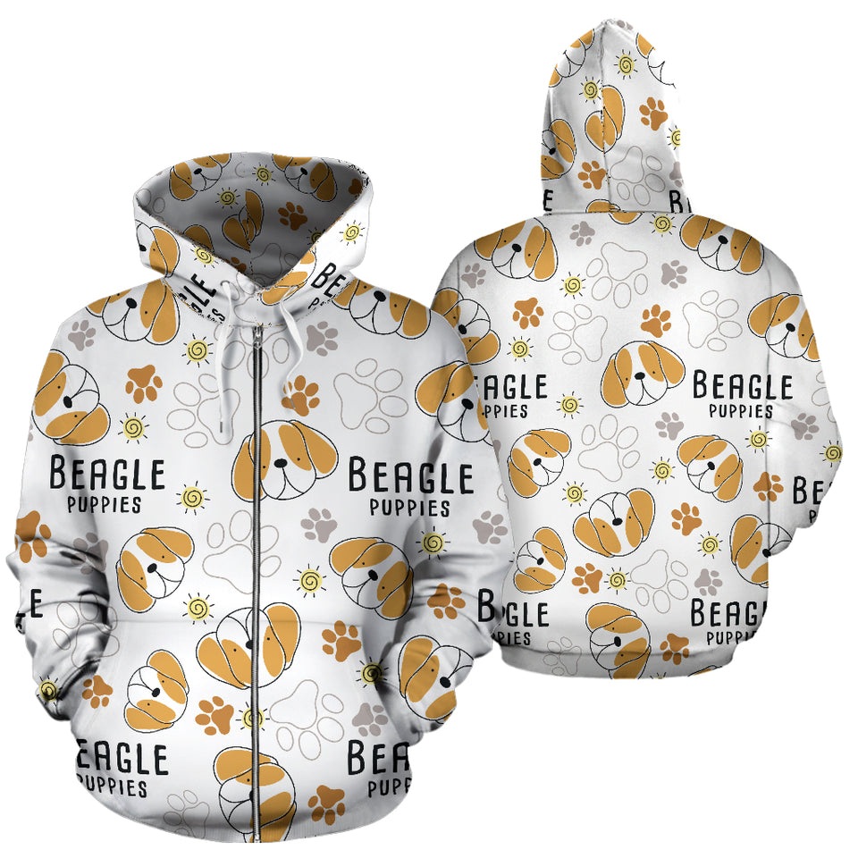 Cute Beagle Dog Pattern Background Zip Up Hoodie