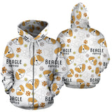 Cute Beagle Dog Pattern Background Zip Up Hoodie
