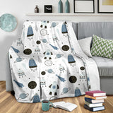 Hand Drawn Space Elements Space Rocket Star Planet Space Probe Premium Blanket