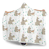 Cute Rhino Pattern Background Hooded Blanket