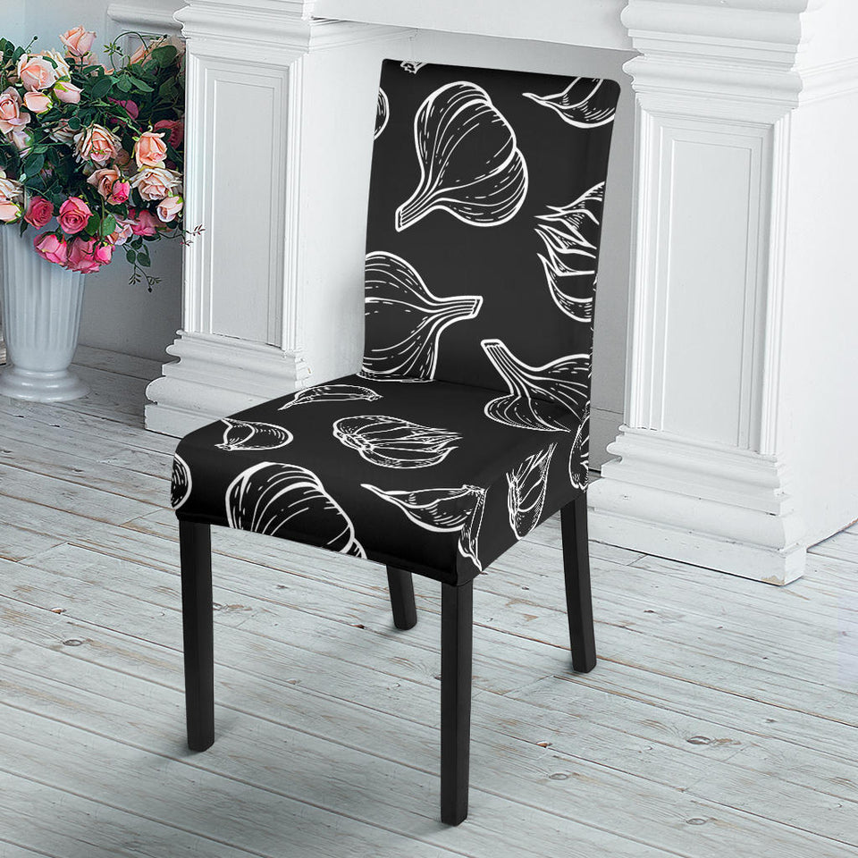 Garlic Pattern Black Background Dining Chair Slipcover