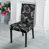 Garlic Pattern Black Background Dining Chair Slipcover