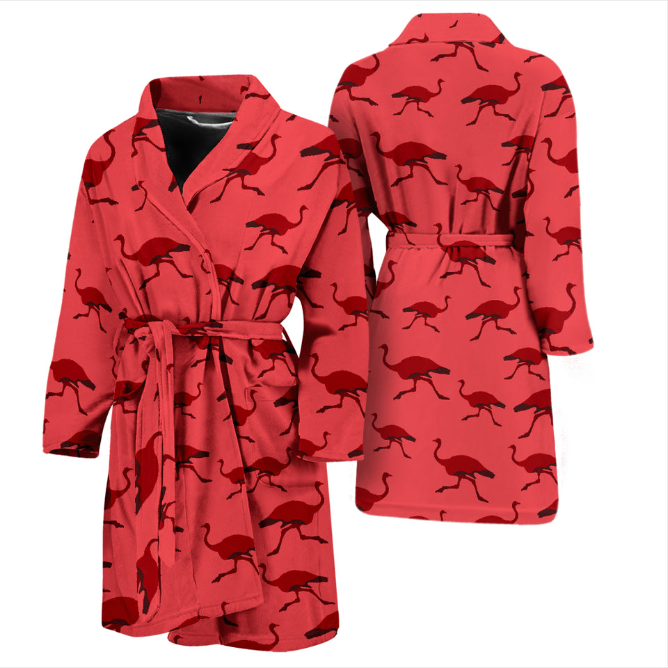 Ostrich Pattern Print Design 03 Men's Bathrobe