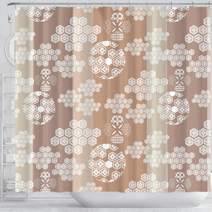 Beautiful Hexagon Japanese  Pattern Shower Curtain Fulfilled In US