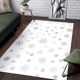 Snowflake Pattern White Background Area Rug