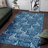 Hand Drawn Sailboat Pattern Area Rug