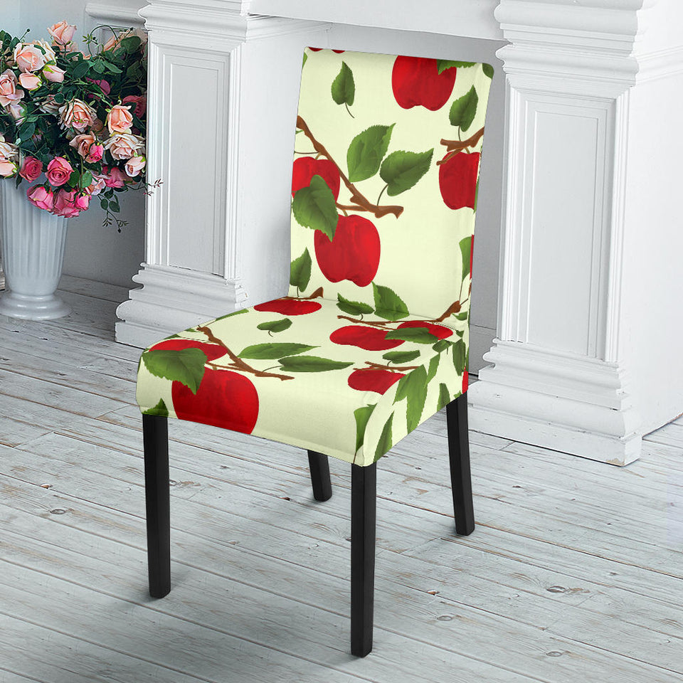 Red Apples Leaves Pattern Dining Chair Slipcover