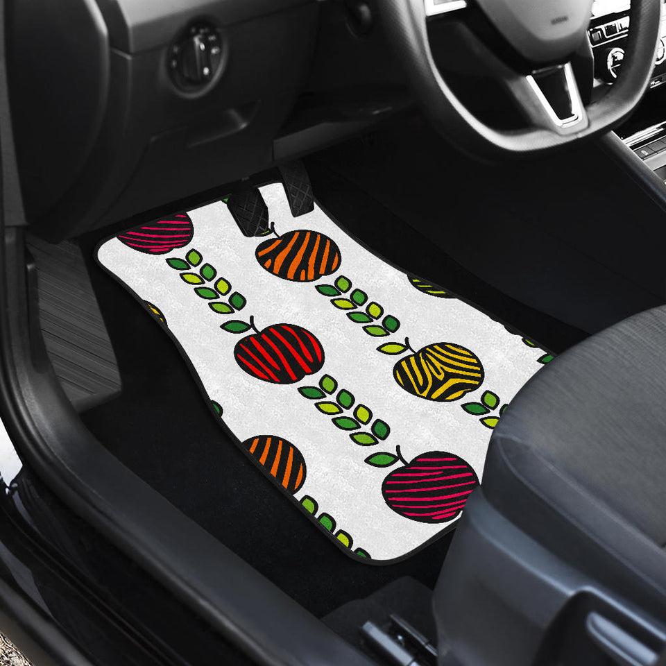 Colorful Apples Leave Zebra Stripe Front And Back Car Mats