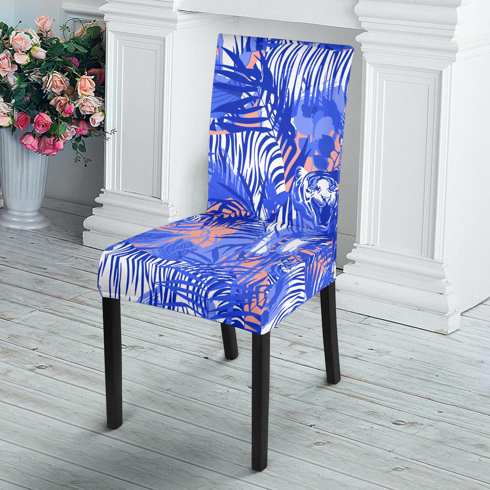 White Bengal Tigers Pattern Dining Chair Slipcover