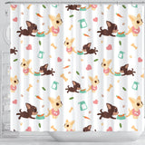 Cute Chihuahua Puppie Pattern Shower Curtain Fulfilled In US