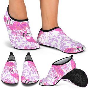 Pink Flamingo Flower Pattern Aqua Shoes