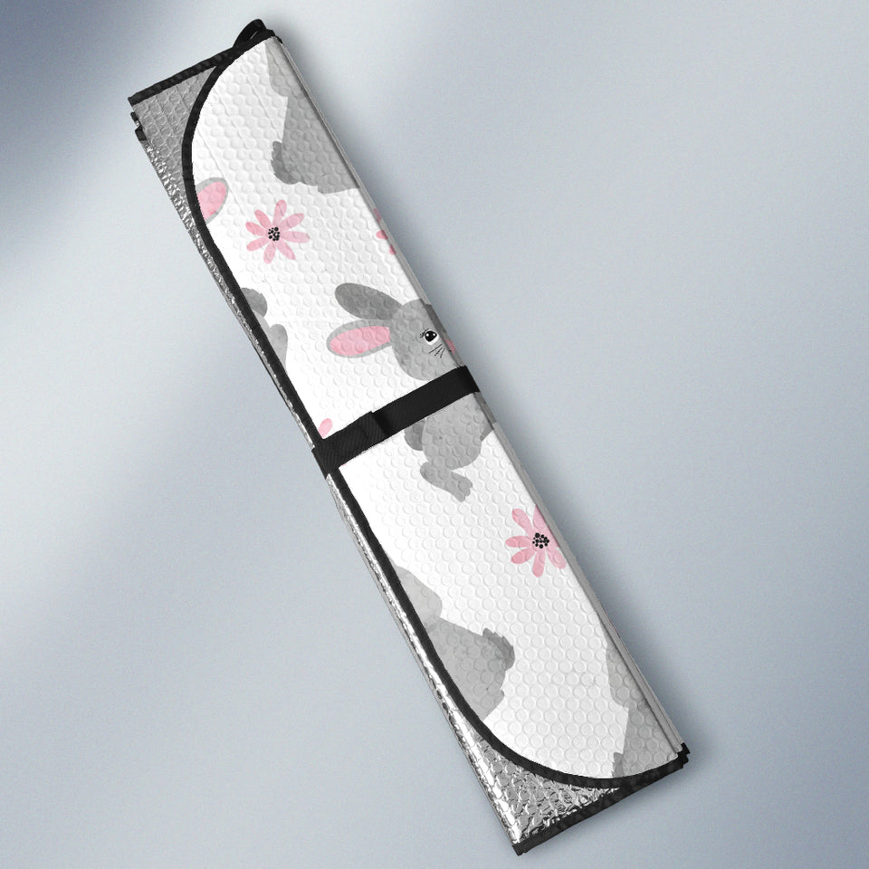 Watercolor Cute Rabbit Pattern Car Sun Shade