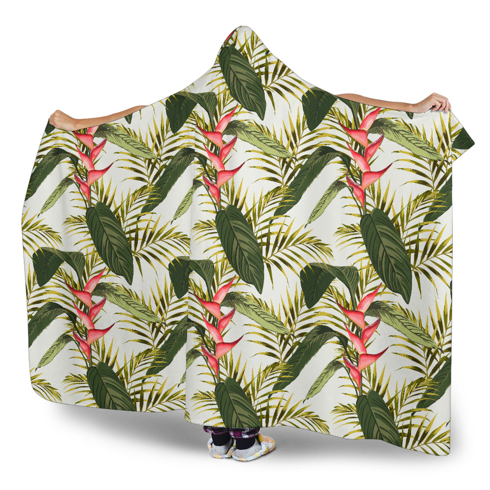 Heliconia Pattern Hooded Blanket
