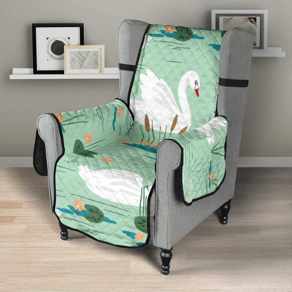 White swan lake pattern Chair Cover Protector