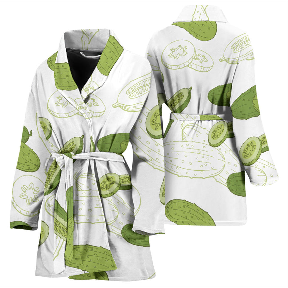 Cucumber Sketch Pattern Women'S Bathrobe