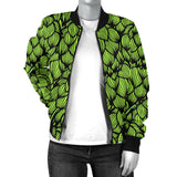 Green Hop Pattern Women'S Bomber Jacket