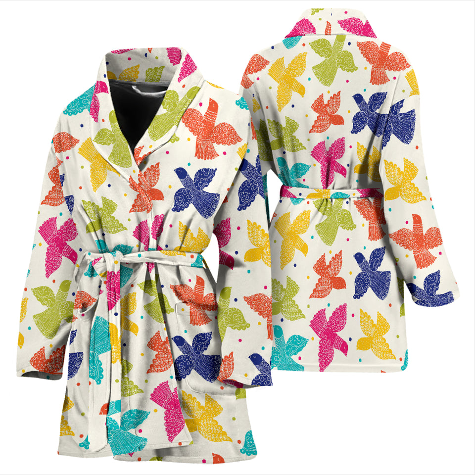 Pigeon Pattern Print Design 01 Women's Bathrobe