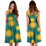 Sun Green Background Sleeveless Midi Dress