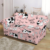 Cows Milk Product Pink Background Loveseat Couch Slipcover