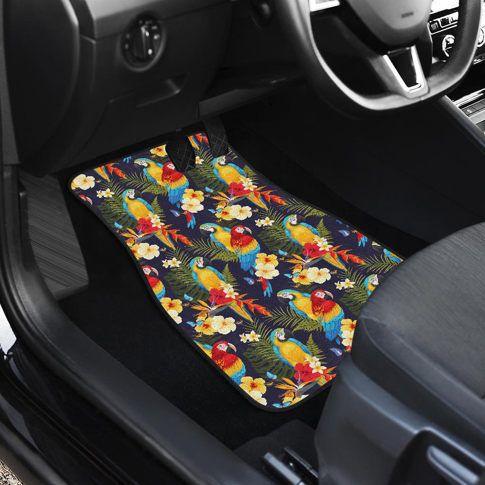 Colorful Parrot Flower Pattern Front Car Mats