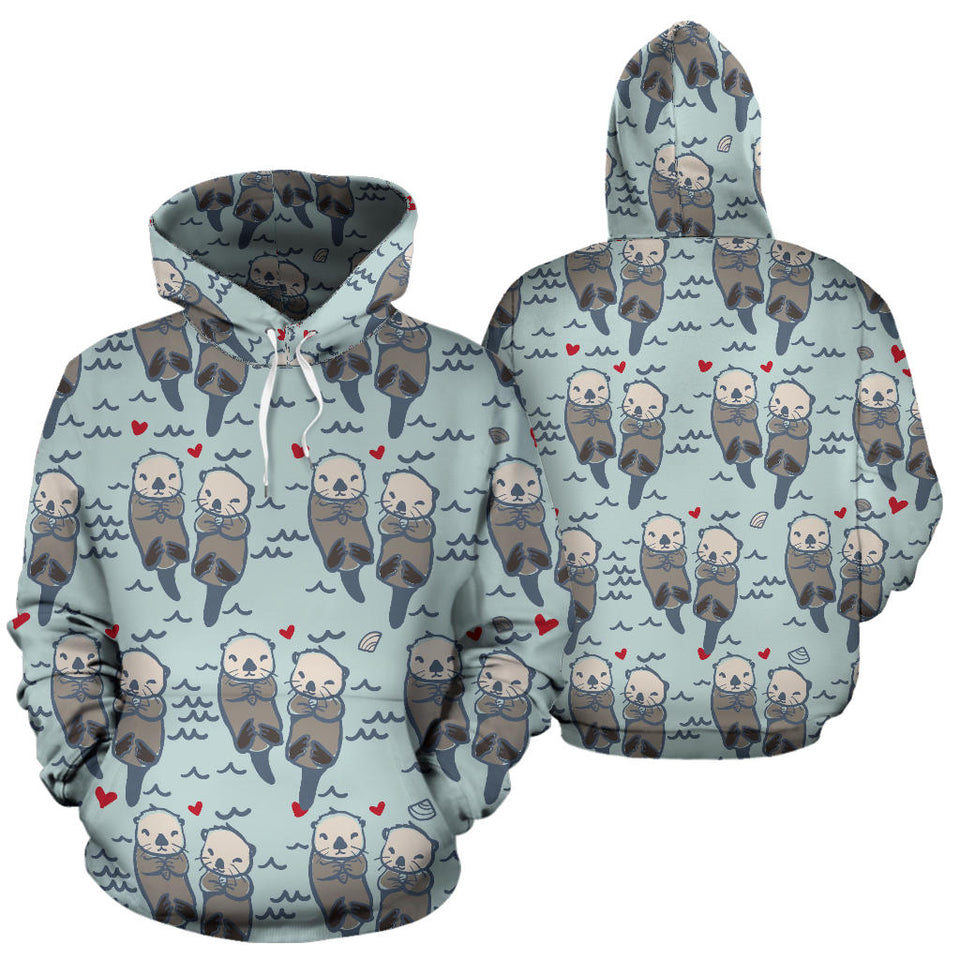 Lovely Sea Otter Pattern Men Women Pullover Hoodie