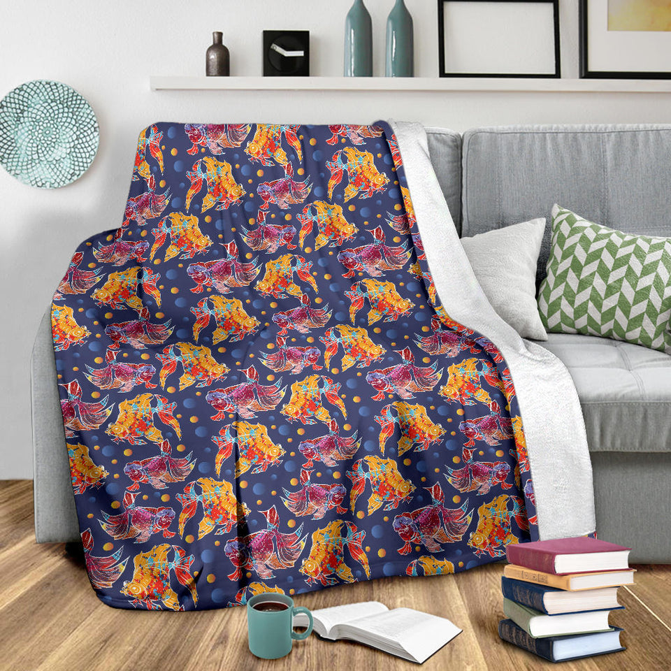 Goldfish Pattern Print Design 05 Premium Blanket