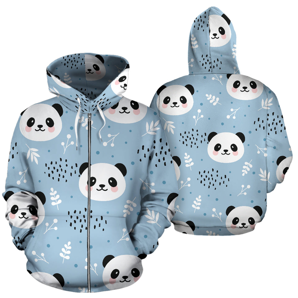 Cute Panda Pattern Zip Up Hoodie