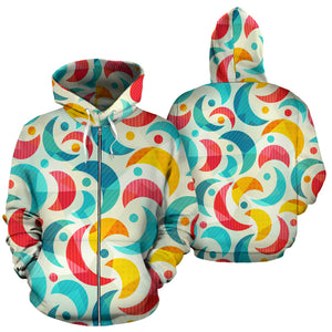 Colorful Moon Pattern Zip Up Hoodie