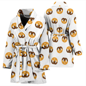 Pretzels Pattern Print Design 02 Women's Bathrobe