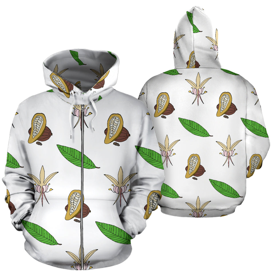 Color Hand Drawn Cocoa Pattern Zip Up Hoodie