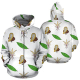 Color Hand Drawn Cocoa Pattern Zip Up Hoodie