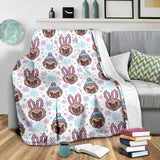 Cute Pug Hat Rabbit Costume Pattern Premium Blanket