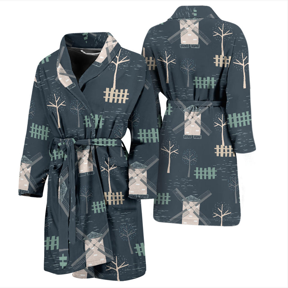 Windmill Tree Pattern Men'S Bathrobe
