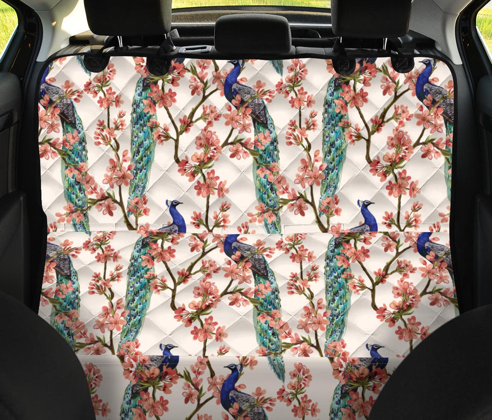 Peacock Tropical Flower Pattern Dog Car Seat Covers