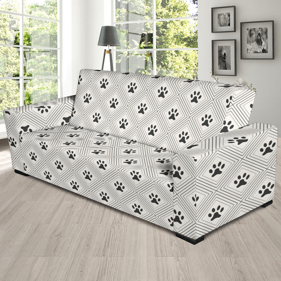 Dog Paws Pattern Print Design 03 Sofa Slipcover