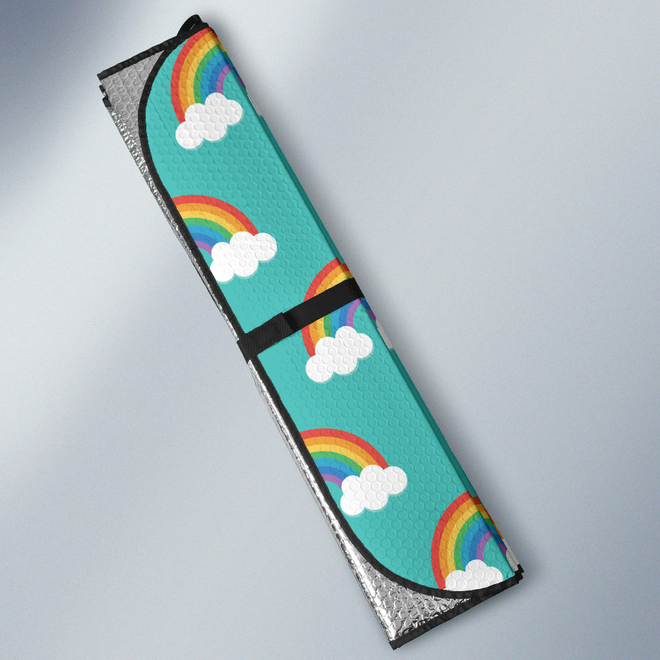 Rainbow Pattern Green Background Car Sun Shade