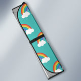 Rainbow Pattern Green Background Car Sun Shade