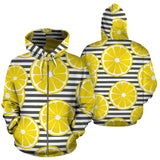 Slice Of Lemon Design Pattern Zip Up Hoodie