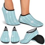 Snowflake Pattern Blue Stripe Background Aqua Shoes