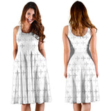 Airplane Print Pattern Sleeveless Midi Dress