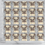 Happy Pug Pattern Shower Curtain Fulfilled In US