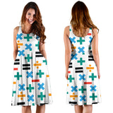 Math Pattern Print Design 05 Sleeveless Midi Dress