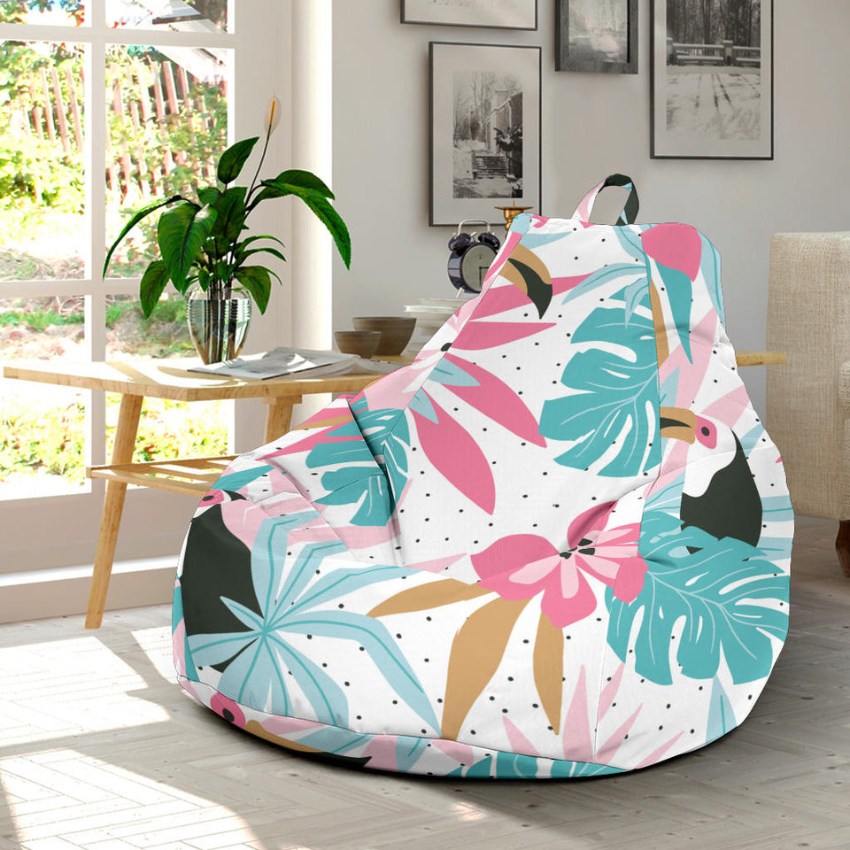 Toucan Tropical Flower Leave Pattern Bean Bag Cover