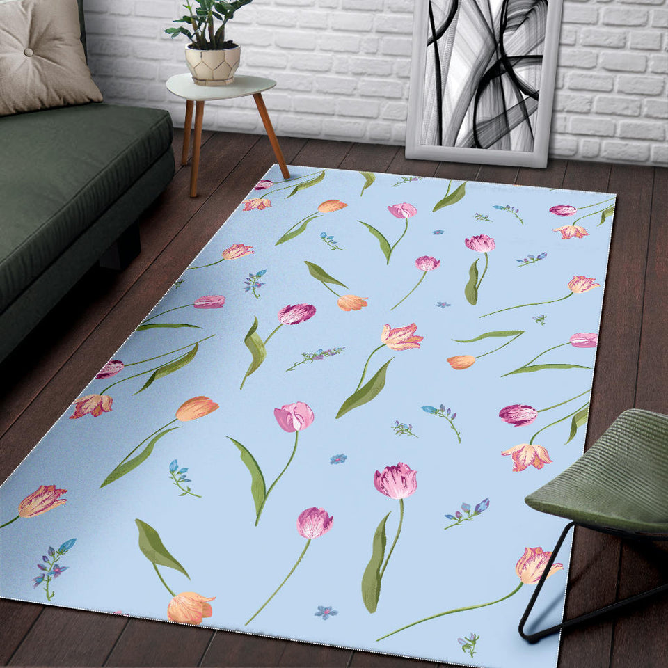 Watercolor Tulips Pattern Area Rug
