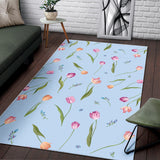 Watercolor Tulips Pattern Area Rug