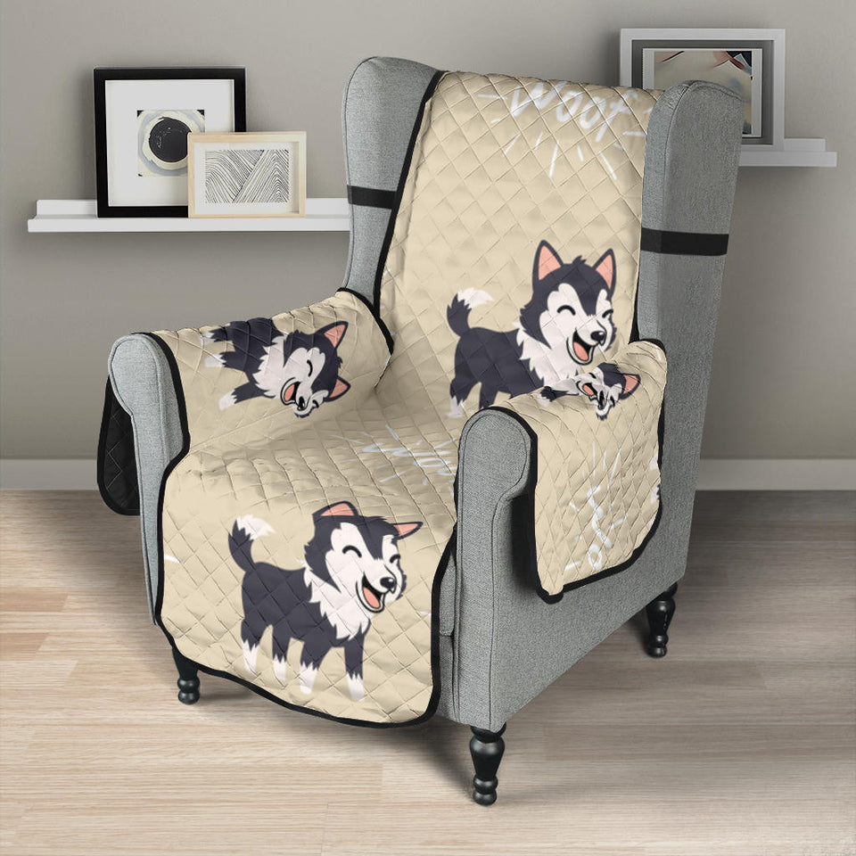 Cute Siberian Husky Chair Cover Protector