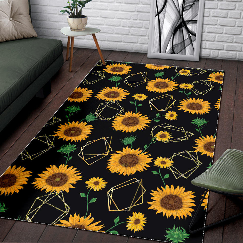 Sunflower Golden Polygonal Shapes Area Rug