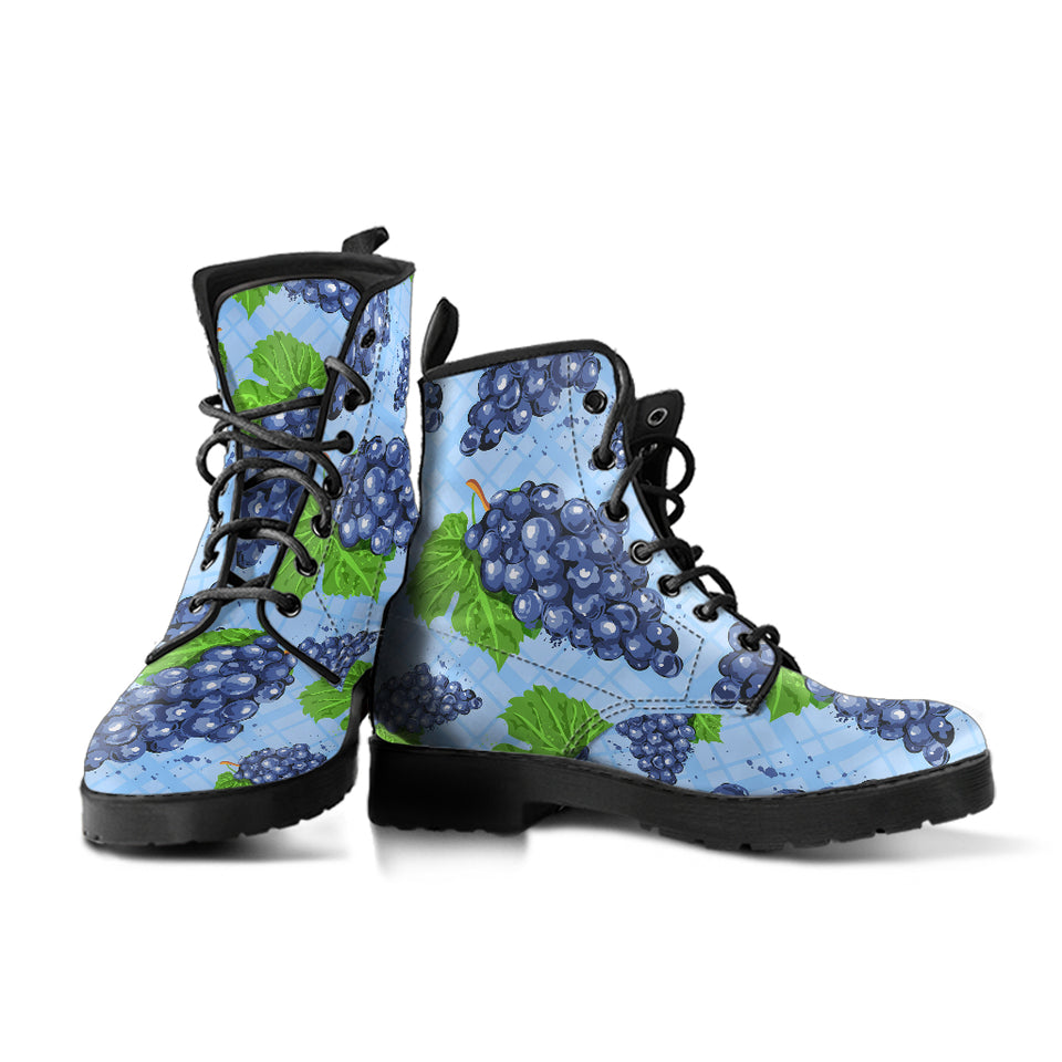 Watercolor Grape Pattern Leather Boots