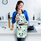 Panda Pattern Tropical Leaves Background Adjustable Apron