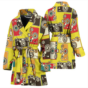 Camera Pattern Print Design 02 Women's Bathrobe